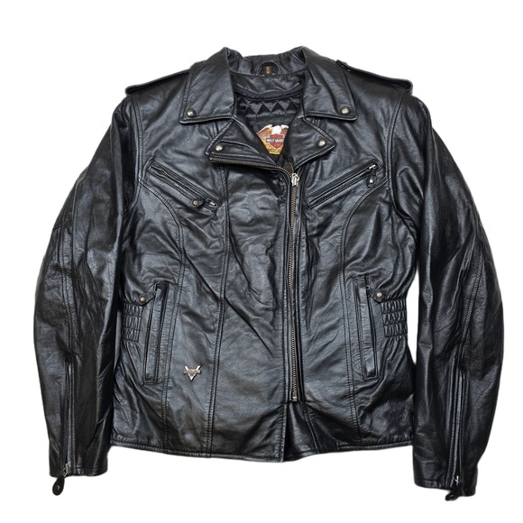 Harley-Davidson Jackets & Blazers - Harley Davidson Leather Motorcycle Jacket Womens Small Black Biker Moto 90's Y2K